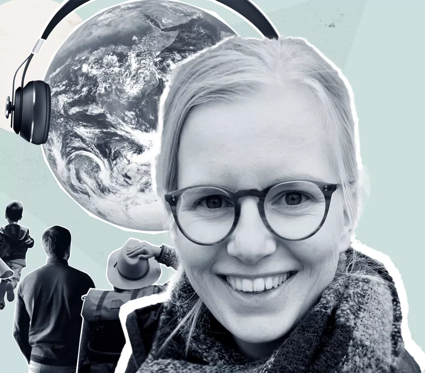 researcher stine madsens portrait in bland and white. illustration