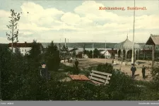 Picture of an old postcard which portrays an old  'People's Park' in Sundsvall, Sweden