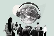 People starring at the globe. illustration